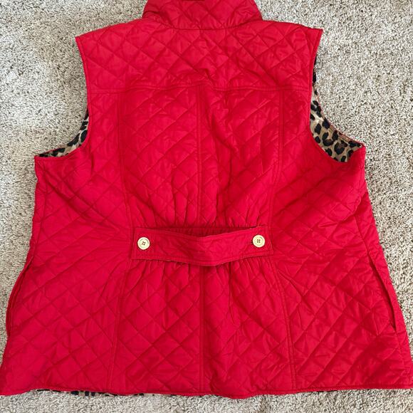 Women’s Reversible Vest Red/Leopard - XL/XXL - Winter Statement Holiday Layers - Picture 2 of 4